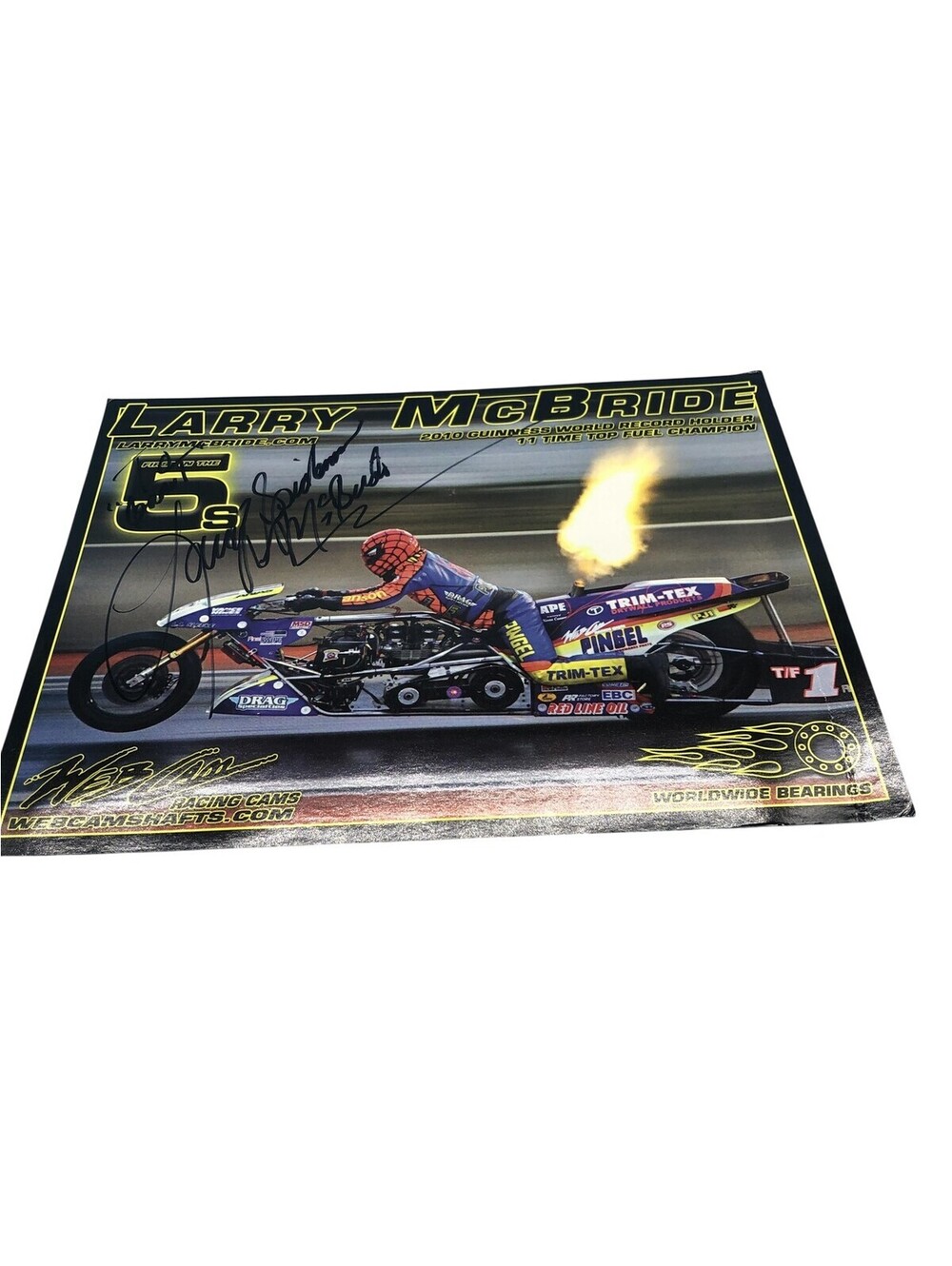 Larry McBride Lithograph Print 9x11 Multicolor NHRA Racing Signed Web Cam
